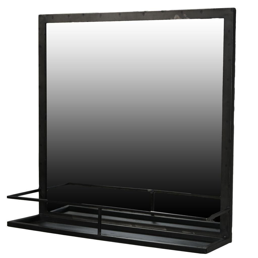 Homart Lucas Iron Framed Mirror With Shelf – Areohome With Iron Framed Mirror (Photo 1 of 20)