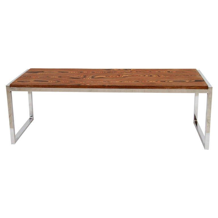 Impressive Best Chrome And Wood Coffee Tables Throughout Chrome Exotic Wood Coffee Table Or Bench At 1stdibs (View 26 of 50)