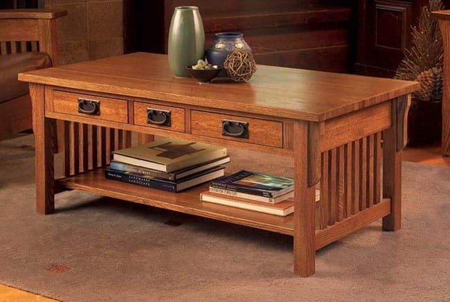 Impressive Brand New Solid Oak Coffee Tables Throughout Mission Solid Oak Coffee Table Free Shipping Today Overstock (View 7 of 50)