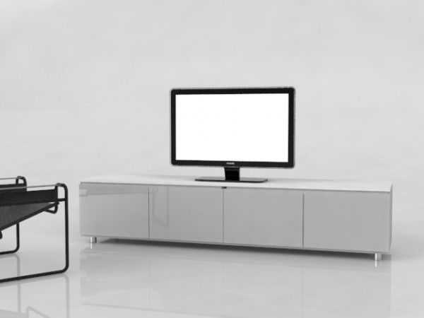 Impressive Deluxe White Gloss TV Cabinets Inside Wide And Low Tv Cabinet Collection Rousseau Design (View 11 of 50)