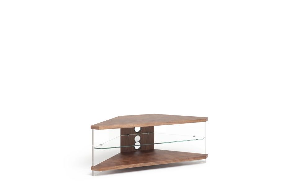 Impressive Elite Techlink Air TV Stands With Techlink Air Corner Tv Stand In Walnut With Clear Glass (View 18 of 50)