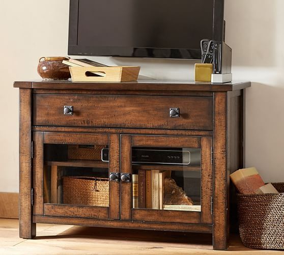 Impressive Fashionable Bench TV Stands Throughout Benchwright Tv Stand Small Pottery Barn (View 9 of 50)