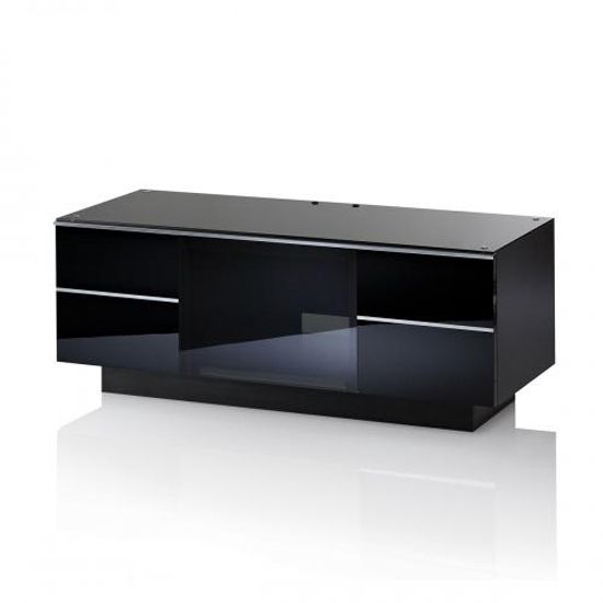 Impressive Preferred Black Glass TV Stands With Damian Tv Stand In Black Glass Top And Piano Black High (View 41 of 50)