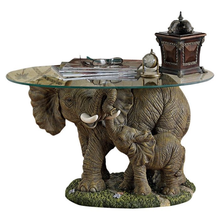 Impressive Series Of Elephant Coffee Tables With Glass Top Throughout Design Toscano Elephants Majesty Coffee Table With Glass Top (Photo 29271 of 35622)