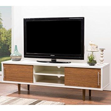 Impressive Unique White And Wood TV Stands In Amazon Baxton Studio Gemini Wood Contemporary Tv Stand White (Photo 18968 of 35622)