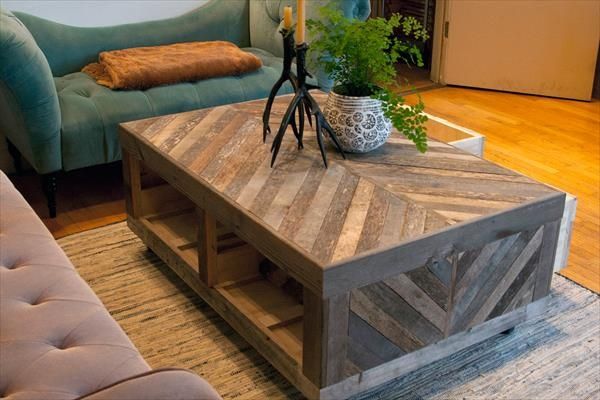 Impressive Unique Wooden Storage Coffee Tables Throughout Pallet And Barn Wood Coffee Table With Storage Pallet Furniture Diy (Photo 26591 of 35622)