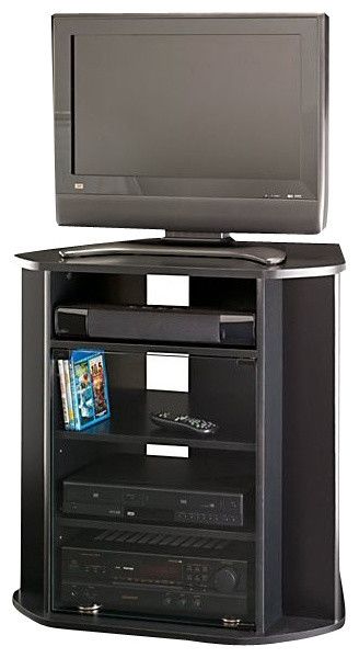 Impressive Wellknown Black Wood Corner TV Stands With Tall Corner Tv Stand Black Finish Entertainment Centers And Tv (View 29 of 50)