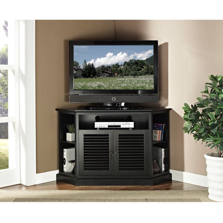 Innovative Best Black Corner TV Cabinets With Glass Doors Throughout Best 25 Wood Corner Tv Stand Ideas On Pinterest Corner Tv (Photo 44 of 50)