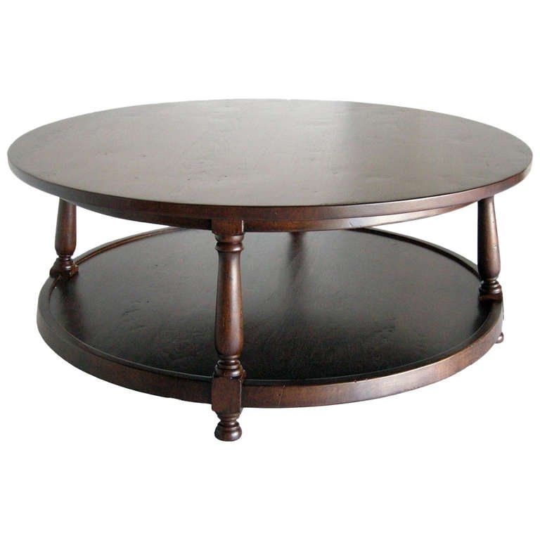 Innovative Brand New Colonial Coffee Tables Throughout Custom Walnut Wood Round Colonial Coffee Table With Shelf For Sale (View 47 of 50)
