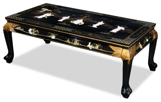 Innovative Common Asian Coffee Tables Inside Black Lacquer Mother Of Pearl Figurine Coffee Table Asian (Photo 2 of 40)