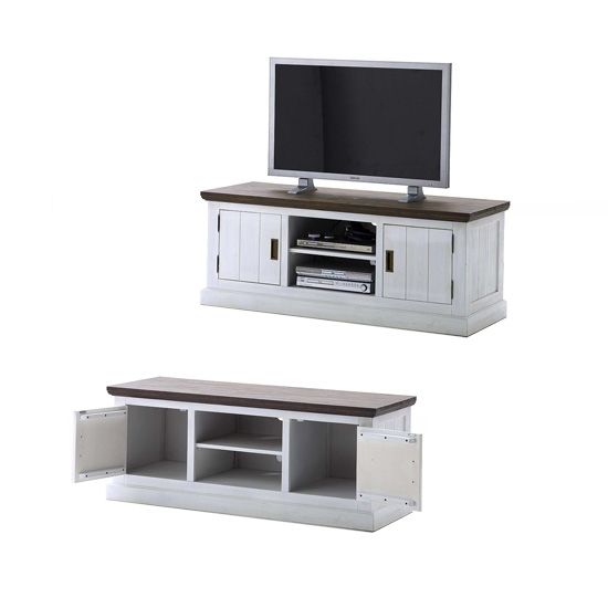 Innovative Deluxe White Wood TV Stands For Gomera Tv Stand Lowboard In Wood Acacia 19834 Furniture In (View 11 of 50)