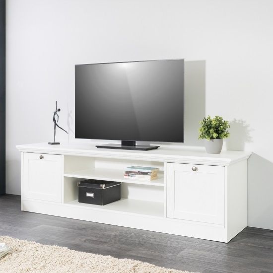 Innovative Famous White Wood TV Stands In Country Wooden Tv Stand In White With 2 Doors  (View 3 of 50)