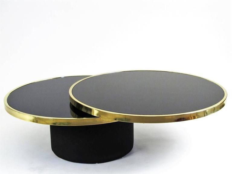 Innovative Favorite Swivel Coffee Tables Regarding Dia Round Swivel Top Black Glass Coffee Table At 1stdibs (View 47 of 50)