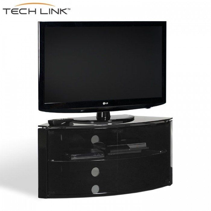 Innovative High Quality Black Corner TV Cabinets For Techlink B6b Bench Piano Gloss Black With Smoked Glass Corner Tv (View 14 of 50)
