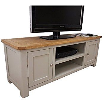 Innovative Latest Long Oak TV Stands Inside Arklow Painted Oak Dovetail Grey Extra Large Tv Stand Oak Tv (Photo 33 of 50)