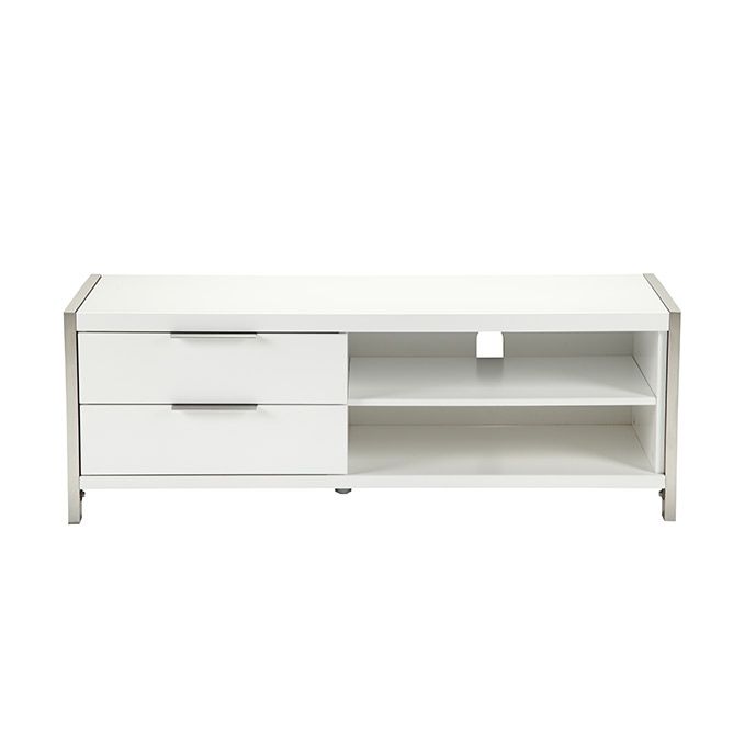 Innovative New TV Stands White Pertaining To Neo Contemporary Tv Stand White Small Moes Home (View 15 of 50)
