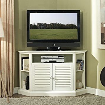 Innovative New White Wood TV Stands Pertaining To Amazon We Furniture 52 Wood Corner Tv Stand Console White (View 32 of 50)
