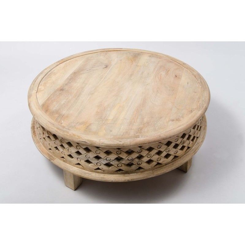 Innovative Popular Mango Wood Coffee Tables With Regard To Bagru Round Coffee Table Mango Wood Cotterell Co Online (View 12 of 50)