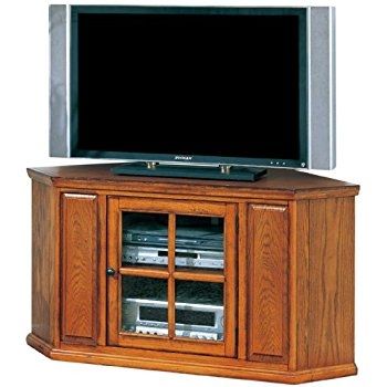Innovative Series Of Oak Corner TV Stands With Regard To Amazon Leick 80385 Oak Leaded Glass Corner Tv Stand Kitchen (View 16 of 50)