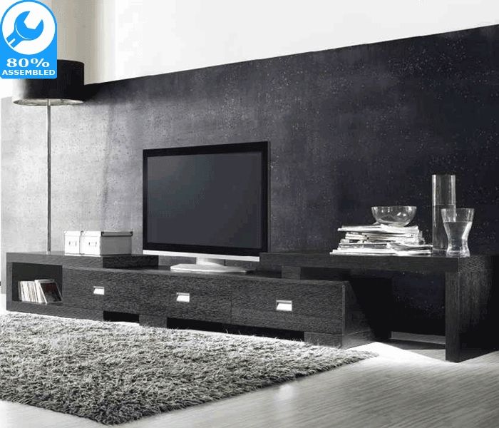 Innovative Trendy Black TV Cabinets Intended For Retro Extendable Tv Cabinet Black Oak (Photo 49 of 50)