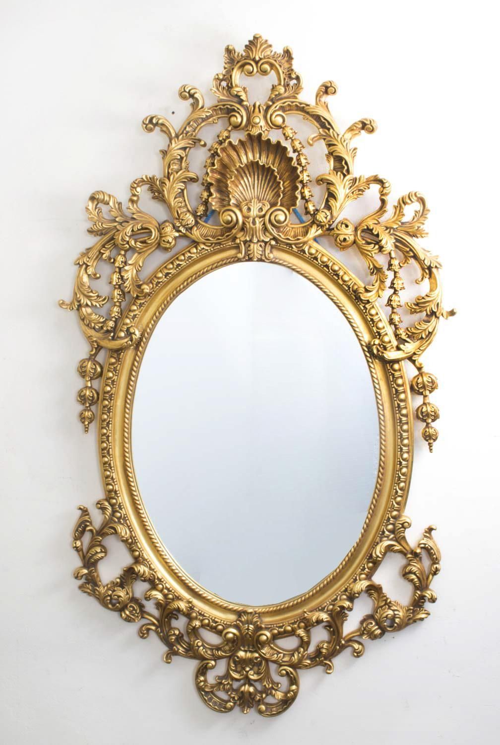 Italian Rococo Gilded Oval Mirror Giltwood 142 X 80 Cm In Gold Rococo Mirror (View 19 of 20)