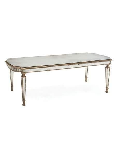 John Richard Collection Eliza 96"l Antiqued Mirrored Dining Table Intended For Antique Mirror Dining Tables (Photo 3 of 20)