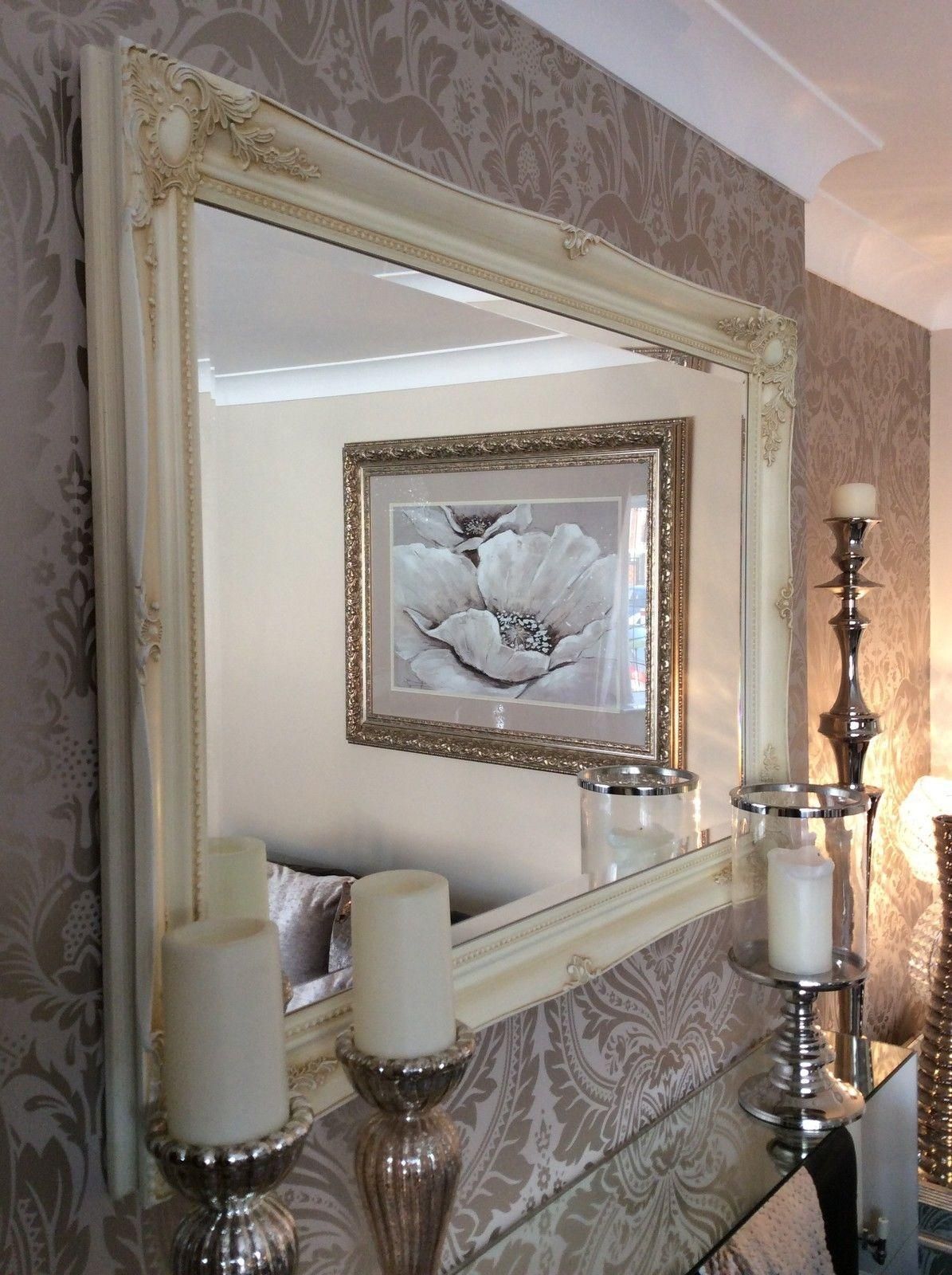 Large Cream Decorative Stunning Shabby Chic Wall Mirror Free P&p With Shabby Chic Large Mirror (Photo 7 of 20)