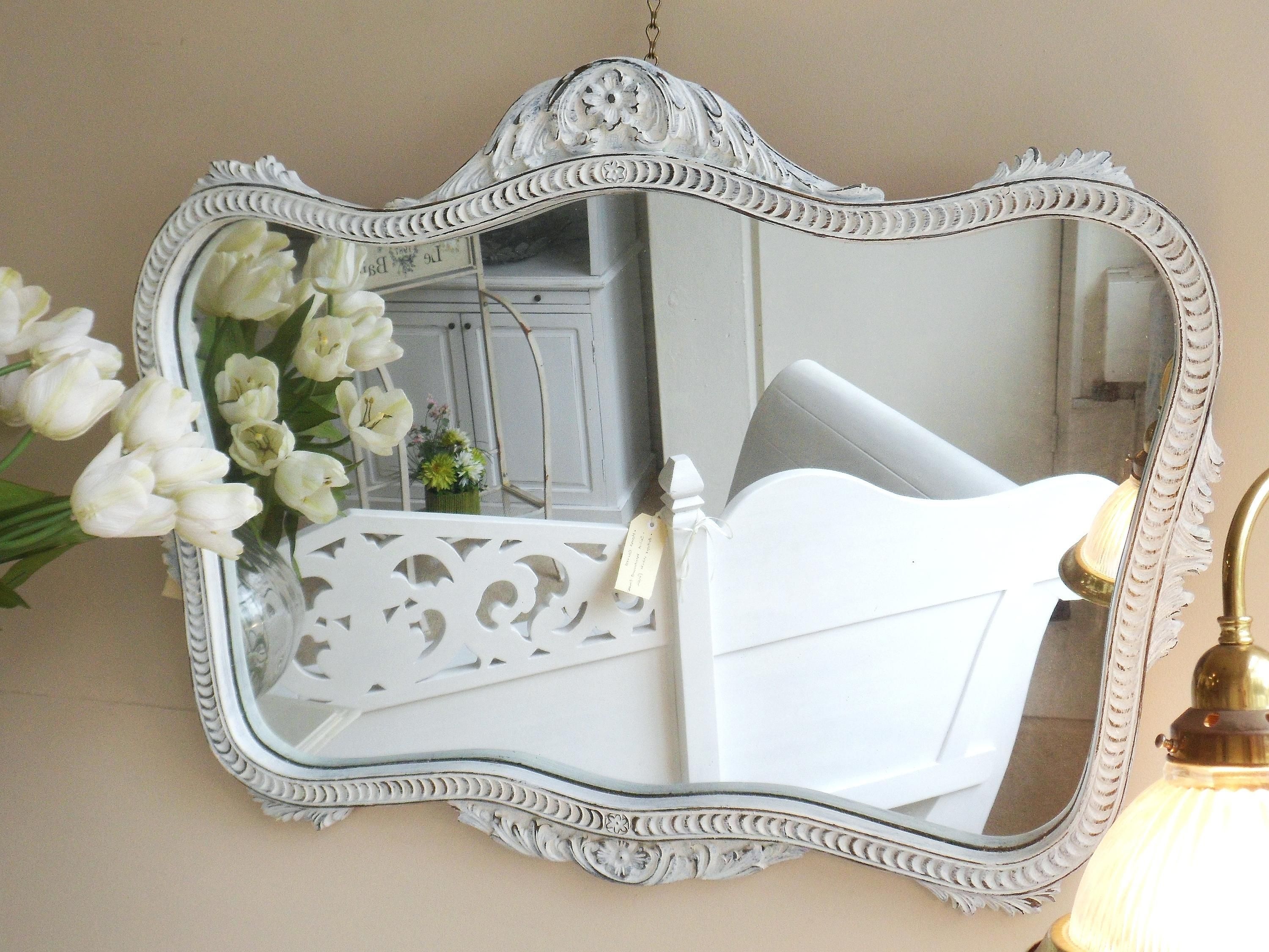 Large White Antique Design Ornate Dress Wall Mirror 49 X 16White With Regard To White Antique Mirrors (Photo 3 of 20)