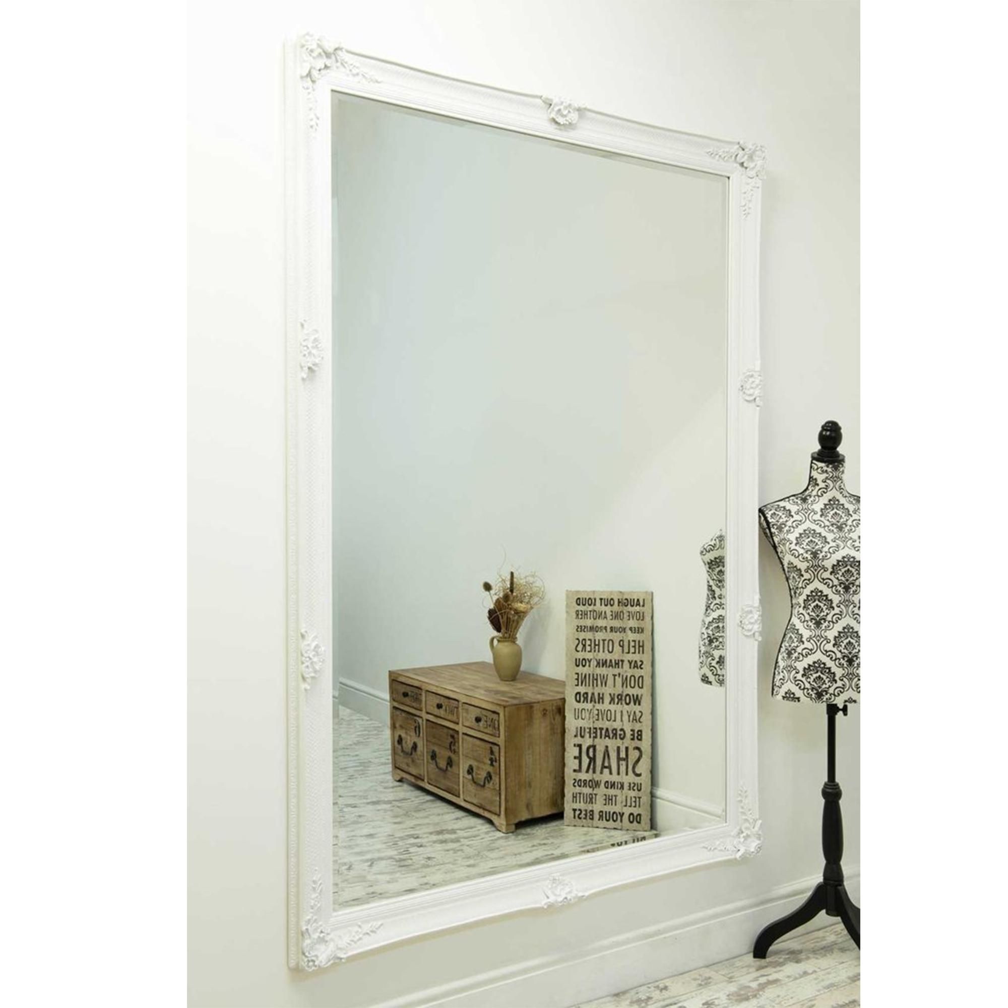 Large White Antique French Style Mirror | Decorative White Mirrors With Regard To Large White French Mirror (Photo 13 of 20)