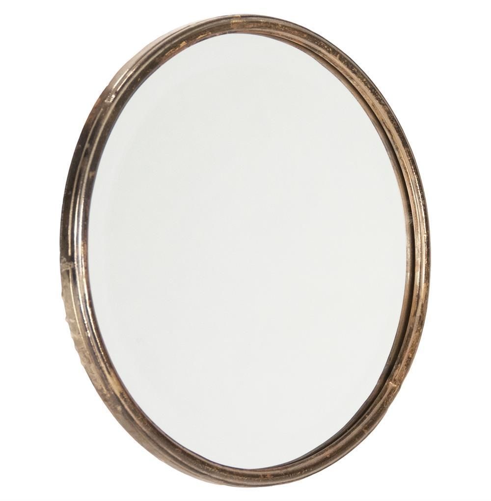 Libby Hollywood Regency Thin Frame Antique Bronze Round Mirror With Regard To Antique Round Mirror (View 9 of 20)