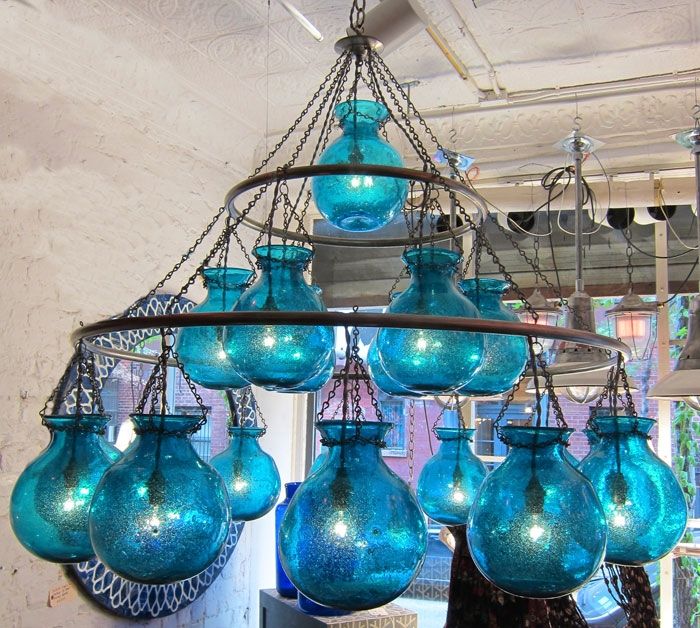Liza Sherman Lighting All Throughout Turquoise Glass Chandelier Lighting (View 24 of 25)