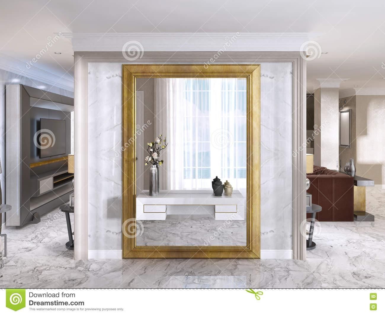 Luxurious Art Deco Entrance Hall With A Large Designer Mirror In Art Deco Large Mirror (Photo 16 of 20)