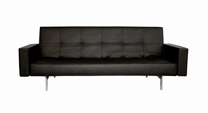 Maddock Black Leather Convertible Sofa – $ (View 20 of 20)