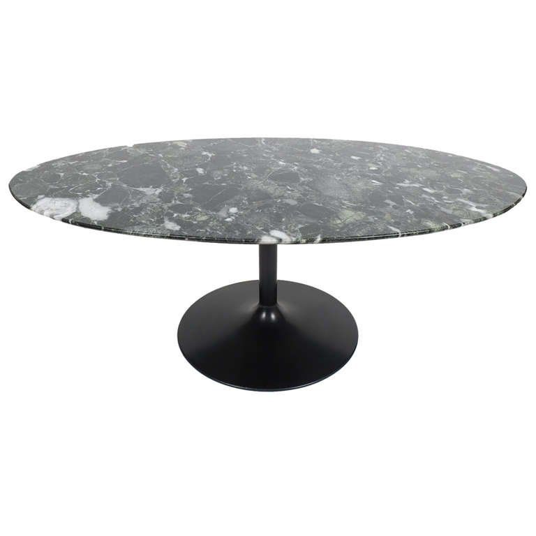 Magnificent Common Black And Grey Marble Coffee Tables Inside Oval Black Marble Coffee Table In The Style Of Saarinen At 1stdibs (View 19 of 40)
