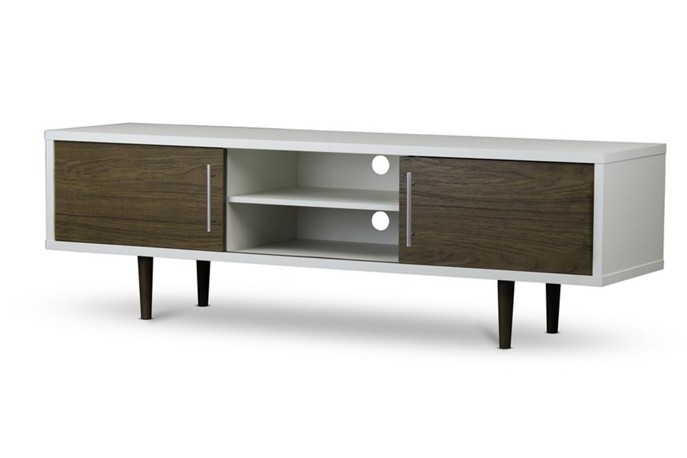 Magnificent Common White And Wood TV Stands Intended For Baxton Studio Gemini Wood Contemporary Tv Stand (Photo 45 of 50)