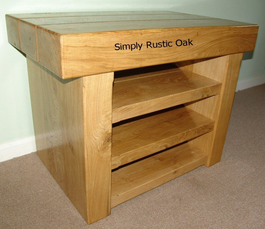 Magnificent New Rustic Oak TV Stands Pertaining To Rustic Oak 3 Beam Tv Stand With 3 Shelves Simply Rustic Oak (Photo 28 of 50)
