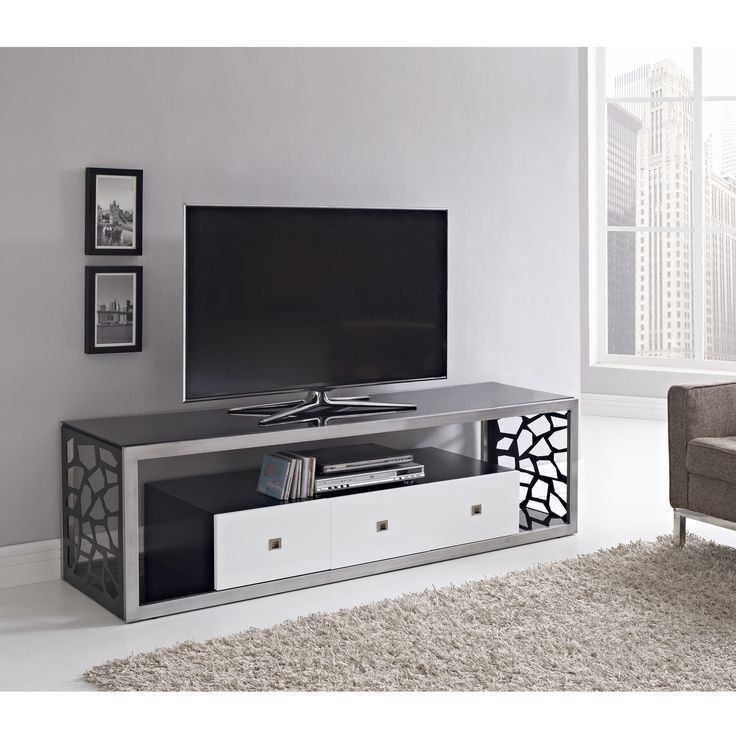 Magnificent Popular White And Black TV Stands Regarding Black Glass Modern 70 Inch Tv Stand Mosaic Designs Safety Glass (Photo 22280 of 35622)
