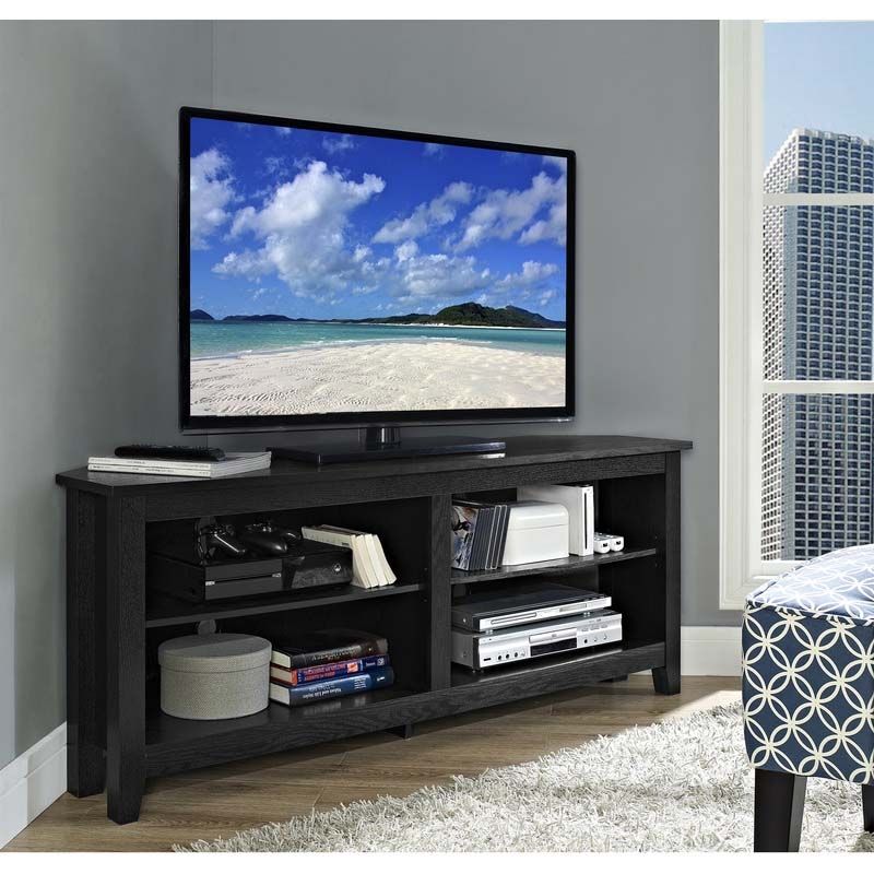 Magnificent Preferred 24 Inch Corner TV Stands For Walker Edison Essentials 60 Inch Corner Tv Stand Matte Black W58ccrbl (View 12 of 50)