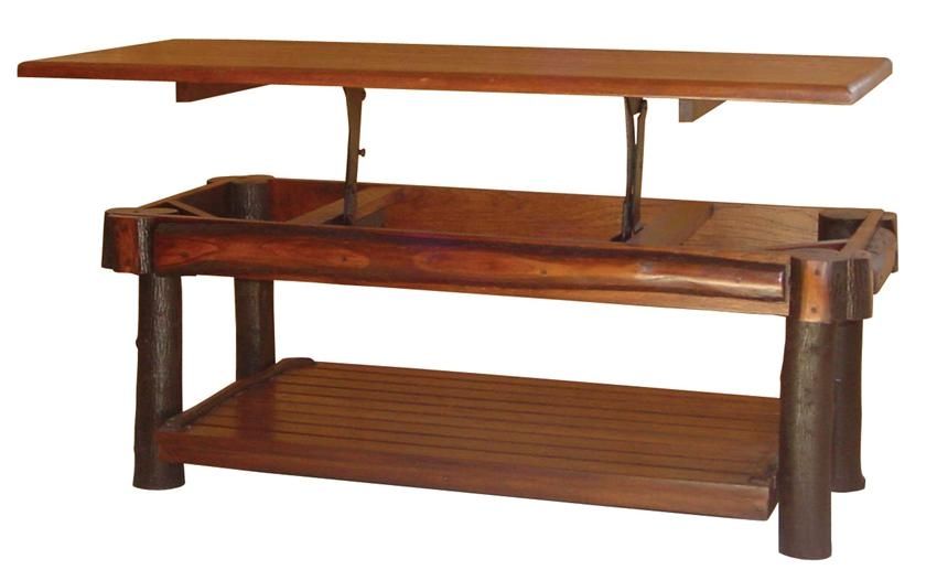Magnificent Series Of Top Lift Coffee Tables Intended For Rustic Hickory Lift Top Coffee Table From Dutchcrafters Amish (View 26 of 50)