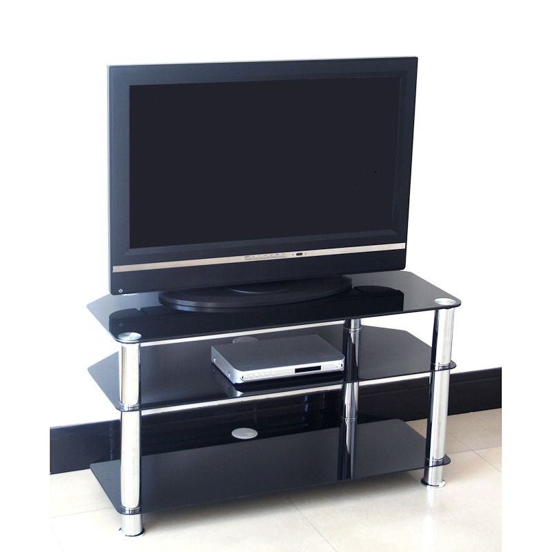 Magnificent Top Black Glass TV Stands For Black Glass Tv Stand 75cm Television Stands Tv Cabinets (View 15 of 50)