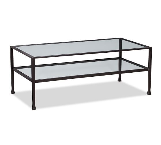 Magnificent Variety Of Rectangle Glass Coffee Table Pertaining To Tanner Rectangular Coffee Table Bronze Finish Pottery Barn (Photo 1 of 50)