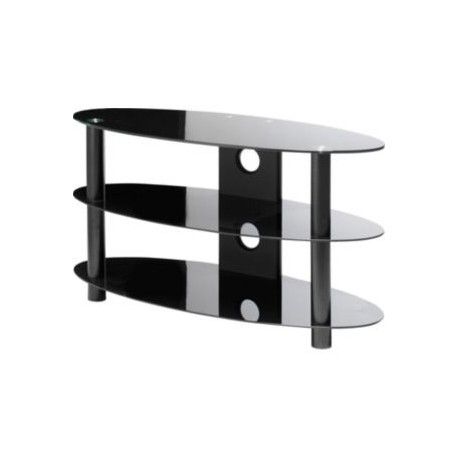 Magnificent Variety Of Slimline TV Stands Within Black Glass 42 Inch Rectangular Slimline Tv Stand With Chrome Legs (View 50 of 50)
