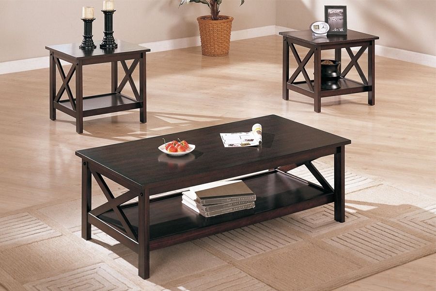 Magnificent Wellknown 2 Piece Coffee Table Sets For X Accent Dark Brown Finish 3 Piece Coffee End Side Table Set (View 6 of 50)