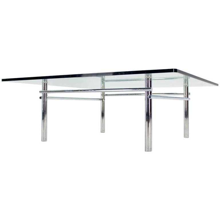 Magnificent Wellknown Chrome Coffee Table Bases In Solid Chrome Base With Heavy Steel Bars And Square Glass Top (View 40 of 50)