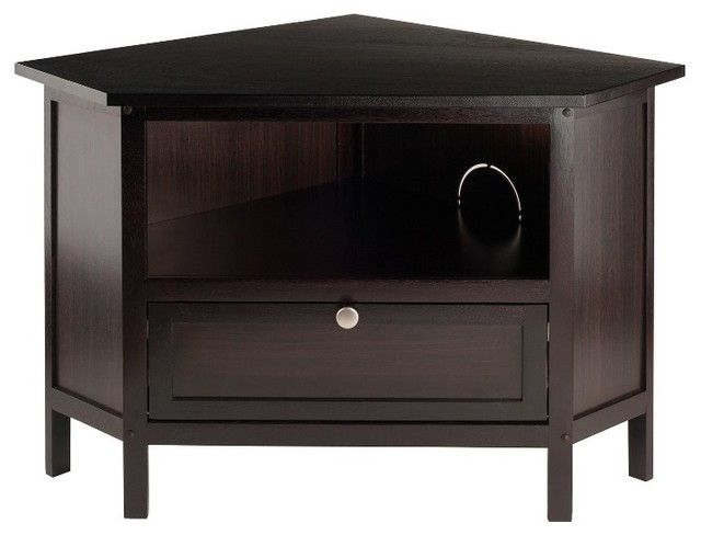 Magnificent Widely Used Large Corner TV Stands For Zena Corner Tv Stand Espresso Transitional Entertainment (Photo 14 of 50)
