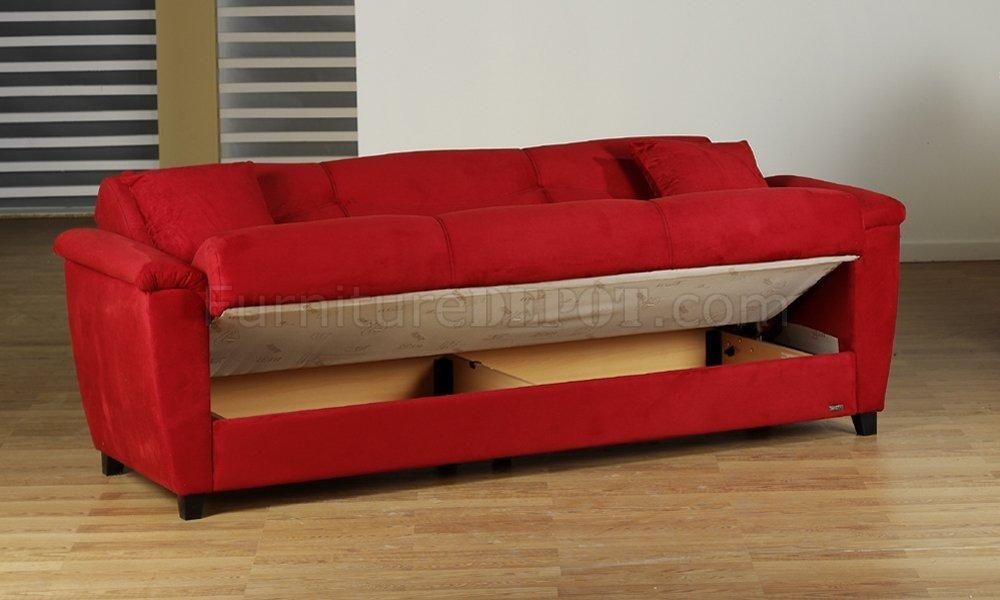 Microfiber Fabric Living Room Storage Sleeper Sofa With Microsuede Sleeper Sofas (Photo 7 of 20)