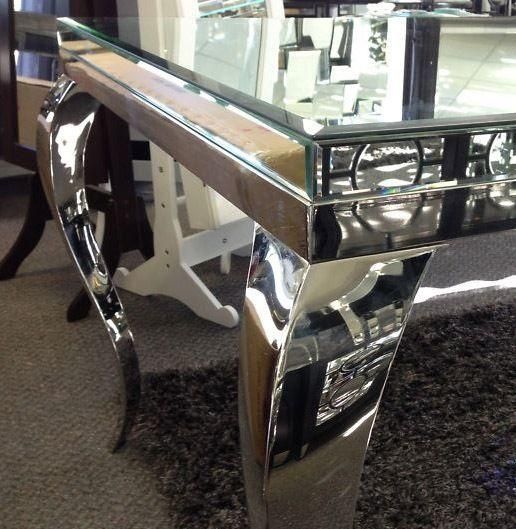Mirror Dining Table. Ebonized Wood U0026 Antiqued Mirror Top Regarding Mirror Glass Dining Tables (Photo 2 of 20)