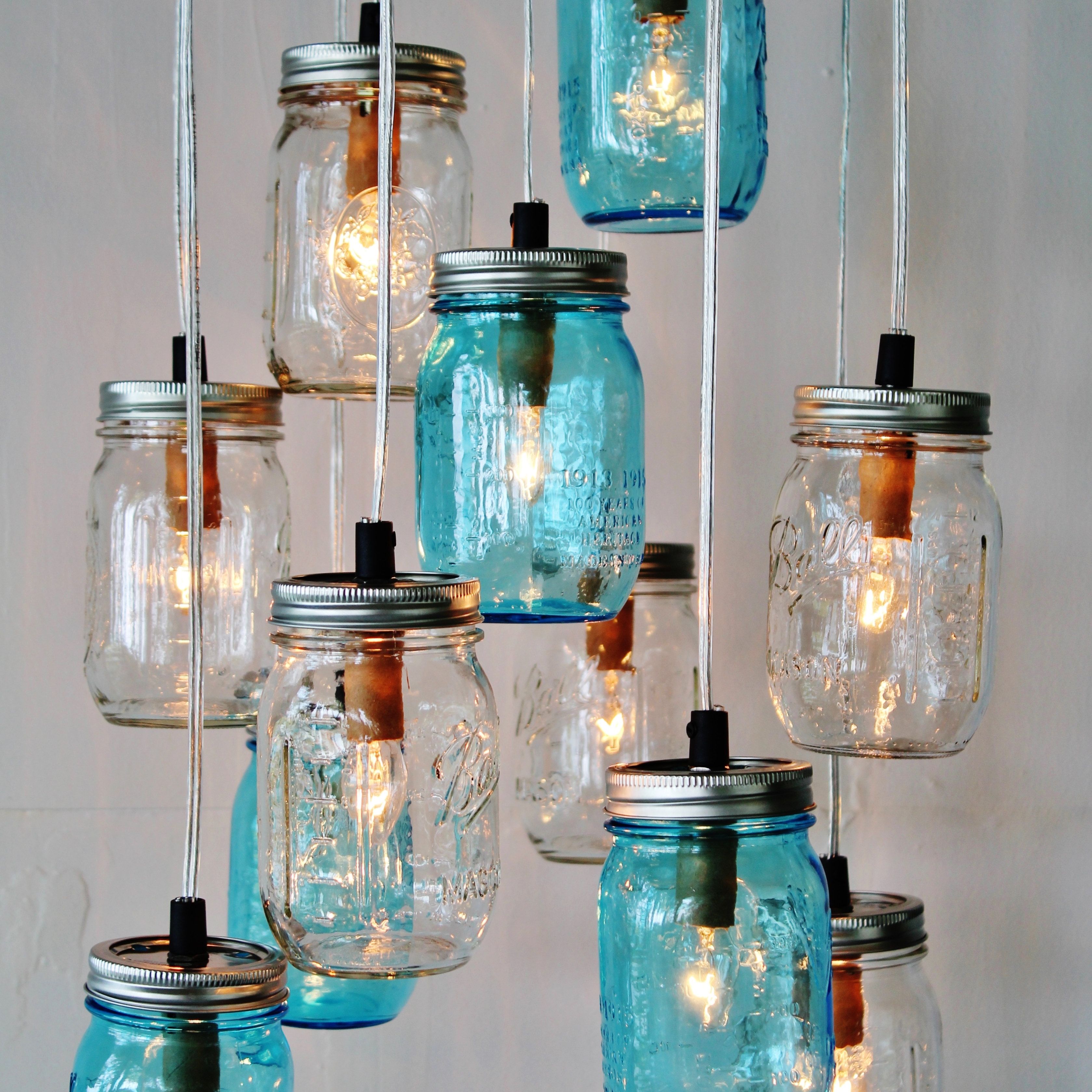 Modern Lighting Mason Jar Chandeliers And More Bootsngus Inside Turquoise Blue Glass Chandeliers (View 17 of 25)