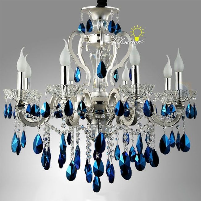 Modern Peacock Blue Crystal Chandelier In Silver Finish 8716 Inside Turquoise Crystal Chandelier Lights (View 14 of 25)