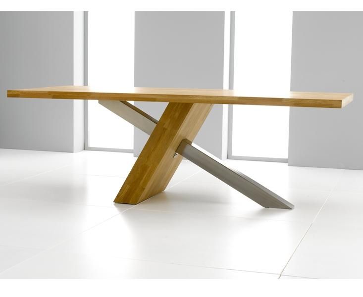 Moreno Oak & Brushed Steel Dining Table – 225Cm | Realpedia For Brushed Steel Dining Tables (Photo 1 of 20)
